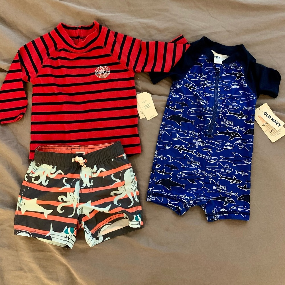 6-12 month swimwear set from Gap & Old Navy